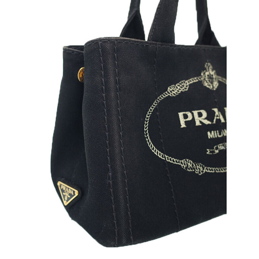 Prada Canapa 2way Tote Bag Canvas Black - Picture 6 of 9